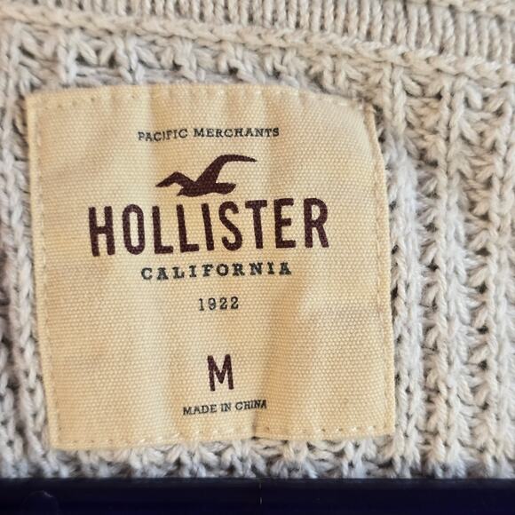 Hollister Waffle Knit Gray Sweater Women's Size M - Picture 9 of 10